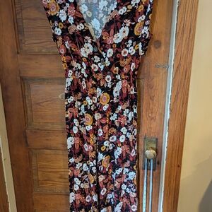 Maurices Red and‎ White Wrap Maxi Dress V-Neck Sleeveless